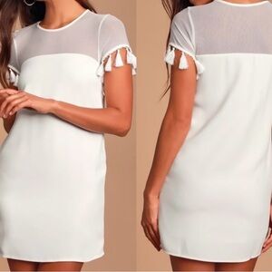White Tassel Sleeve Dress